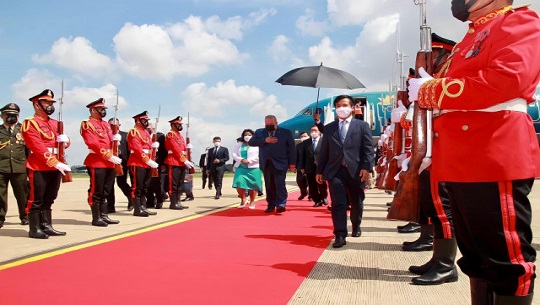 Cuban PM Manuel Marrero on an official visit to Cambodia