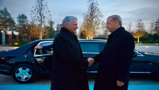 Presidente de Cuba es recibido por su homólogo turco