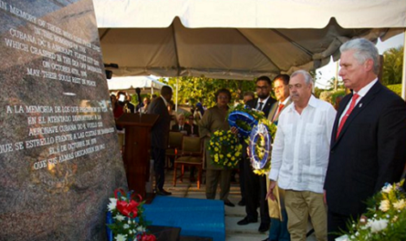 Díaz-Canel en tributo a víctimas del atentado terrorista al avión de Cubana, en Barbados: Cuba sólo puede estar en la lista (si existiera) de las víctimas del terrorismo