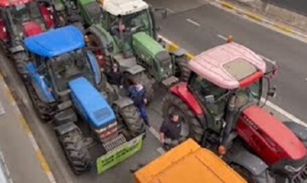 Unos 2 mil 700 tractores protestan en Bruselas por el plan de reducción emisiones