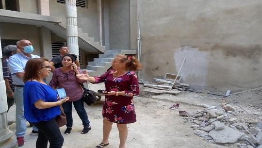 En la visita al Periódico Cinco de septiembre, Belkis Pérez Cruz apreció hasta donde avanzó la reconstrucción del local ubicado en el Boulevard de Cienfuegos.