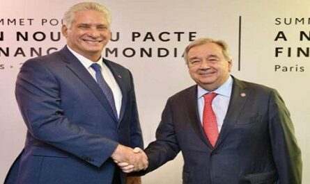 Dialogan en Francia presidente cubano y secretario general de la ONU