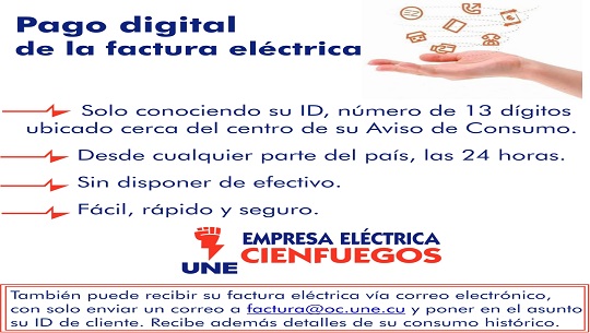 Cienfuegos aplica la bancarización en el pago de recibos de la Unión Eléctrica