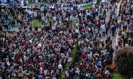 Universitarios estadounidenses protestan en defensa de Palestina