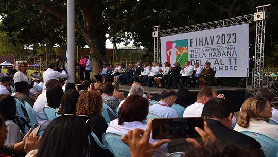 Presidente cubano en la inauguración de FIHAV 2023