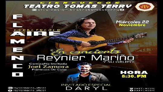 Anuncian espectáculo de flamenco con Reynier Mariño y sus invitados en el Terry