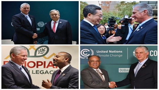 Presidente de Cuba sostiene encuentros en EAU en el marco de COP28