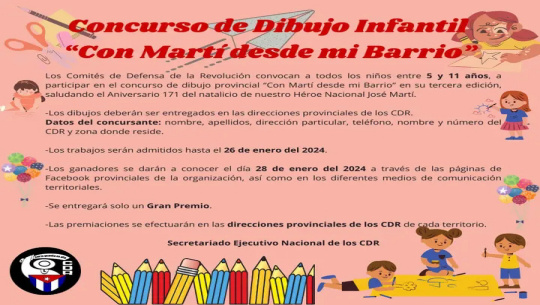 Convocan CDR de Cienfuegos a Concurso de dibujo infantil sobre Martí