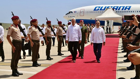 Llegó Presidente cubano a Venezuela para la Cumbre del ALBA-TCP