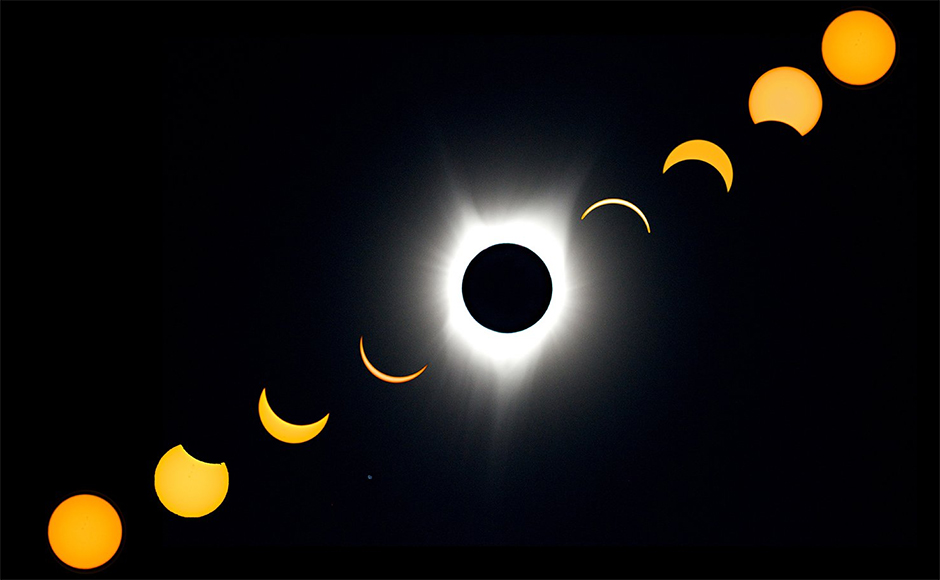 Desarrollo de un eclipse solar. Foto: Tomada de @igavisibilidad.