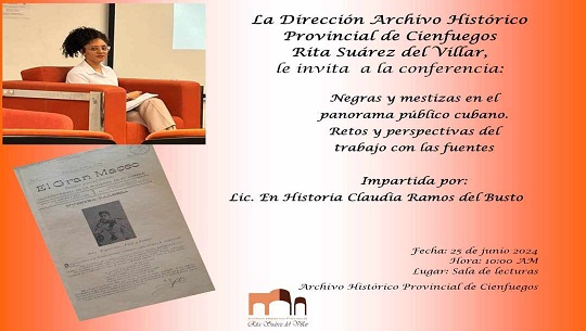 Presentarán investigación sobre la mujer negra y la sociedad en el Archivo Histórico Provincial