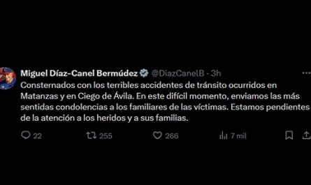 Lamenta Díaz-Canel accidentes de tránsitos de este fin de semana