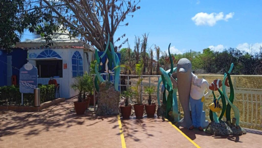 Avanza reconstrucción en áreas del parque inflable del Delfinario Cienfueguero 