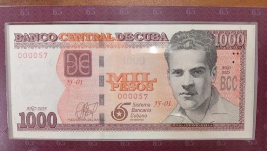Banco Central de Cuba pone en circulación una emisión especial del billete de 1000 pesos cubanos