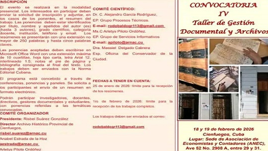 Promueven taller científico nacional en homenaje a medio siglo del Archivo Provincial