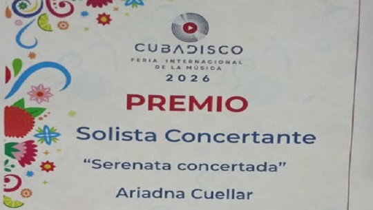 Ariadna Cuéllar se alza con uno de los premios Cubadisco 2026 por “Serenata concertada” 