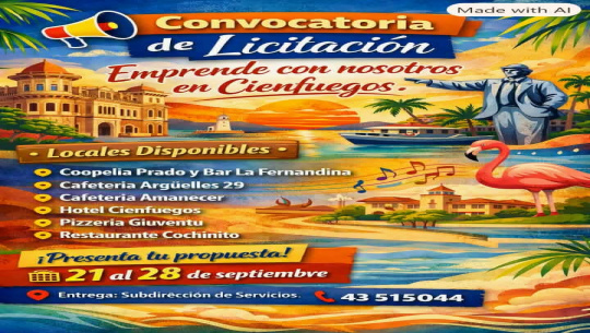 Convocan a licitación para la gestión de espacios gastronómicos y recreativos en Cienfuegos